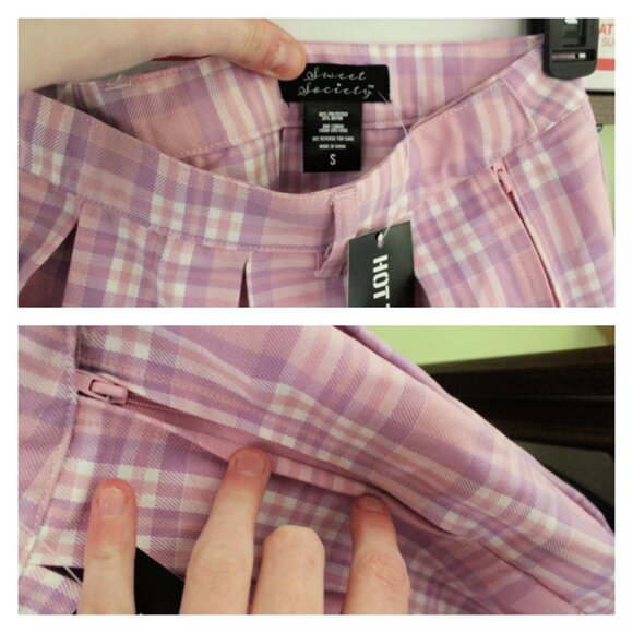 Pink and Lavender Plaid Pleated Skirt/Hot Topic/Sweet Society - Picture 3 of 3